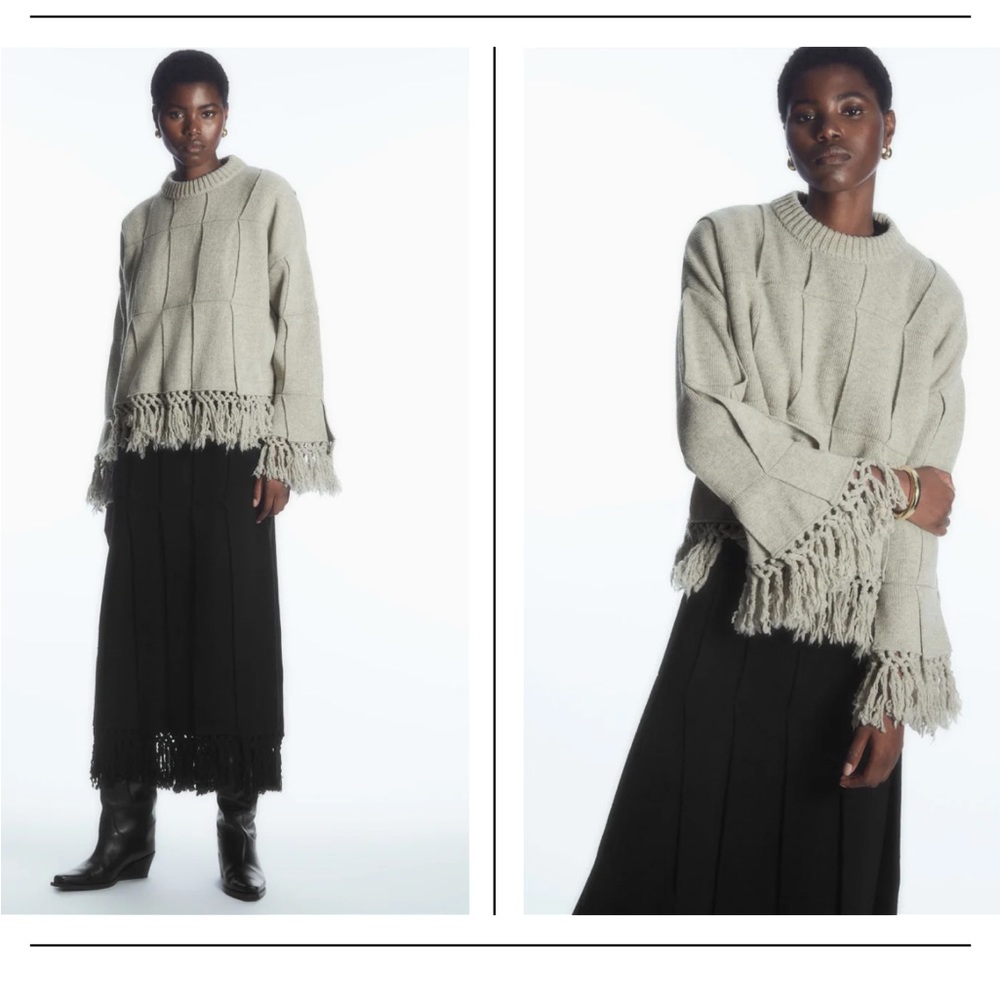 COS Fringed Panelled Wool Sweater